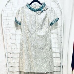 Vintage 60’s Eyelash Silver A-Line Party Dress. A Mini Dress NWOT. Never Worn